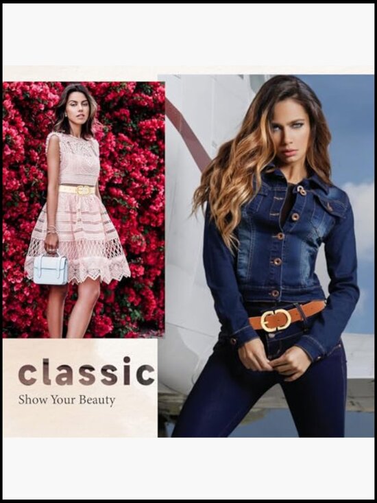 4 Pack Faux Leather Belts for Women Dress Belt with Gold Buckle main image 4